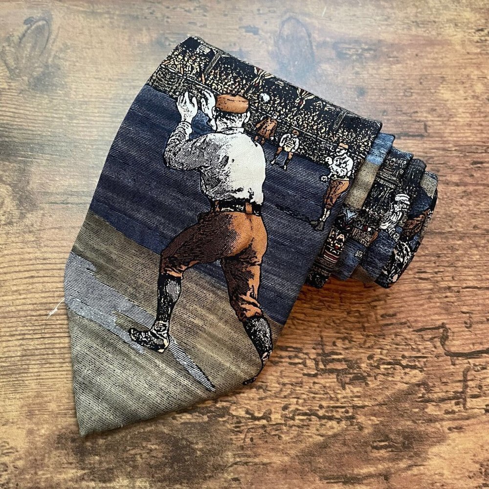 Americana by MBP Mens Silk Necktie Old Tyme Baseball USA Novelty Theme Necktie